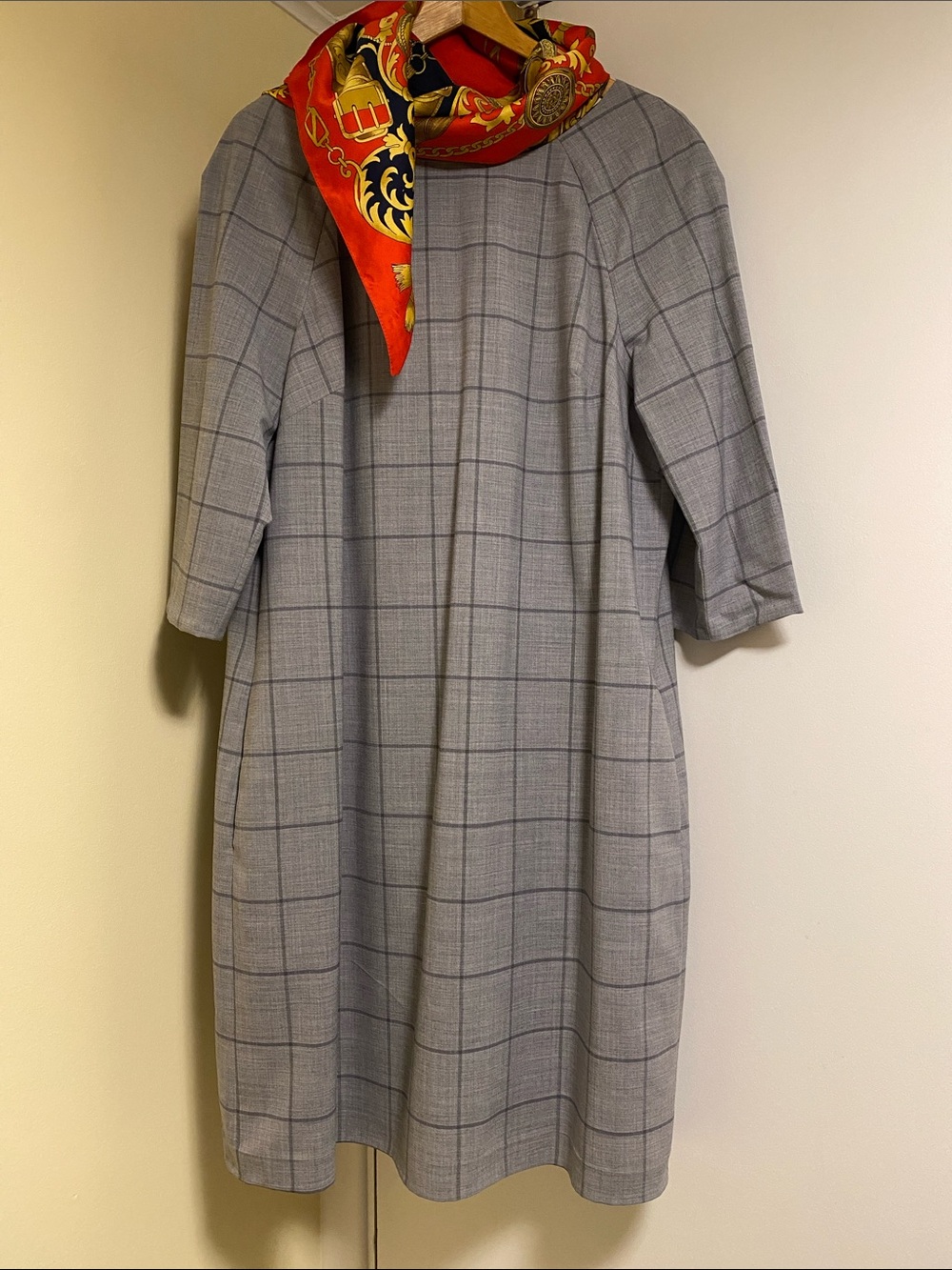 Banana Republic Classic Grey Windowpane Dress, size 12